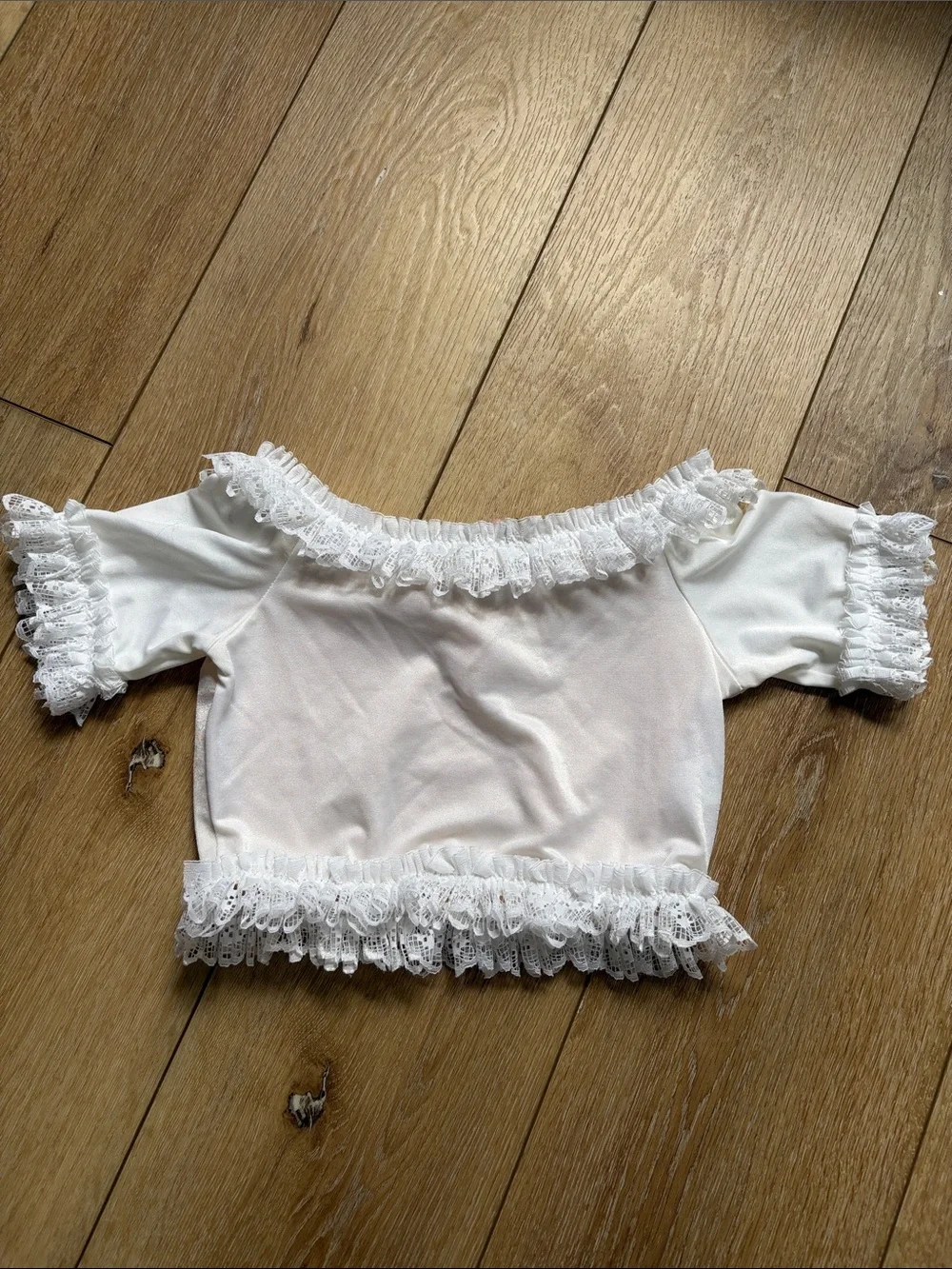 Wolff Fording Petticoat Circle Petti Skirt Top White Dance Costume Lace Sz 4/5